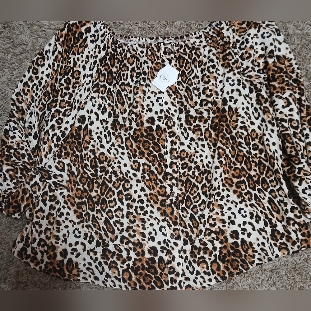 Cato Leopard Print Top - Brown and Black